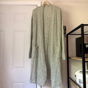 POETRY light sage green baby alpaca silk soft long line duster cardigan sweater